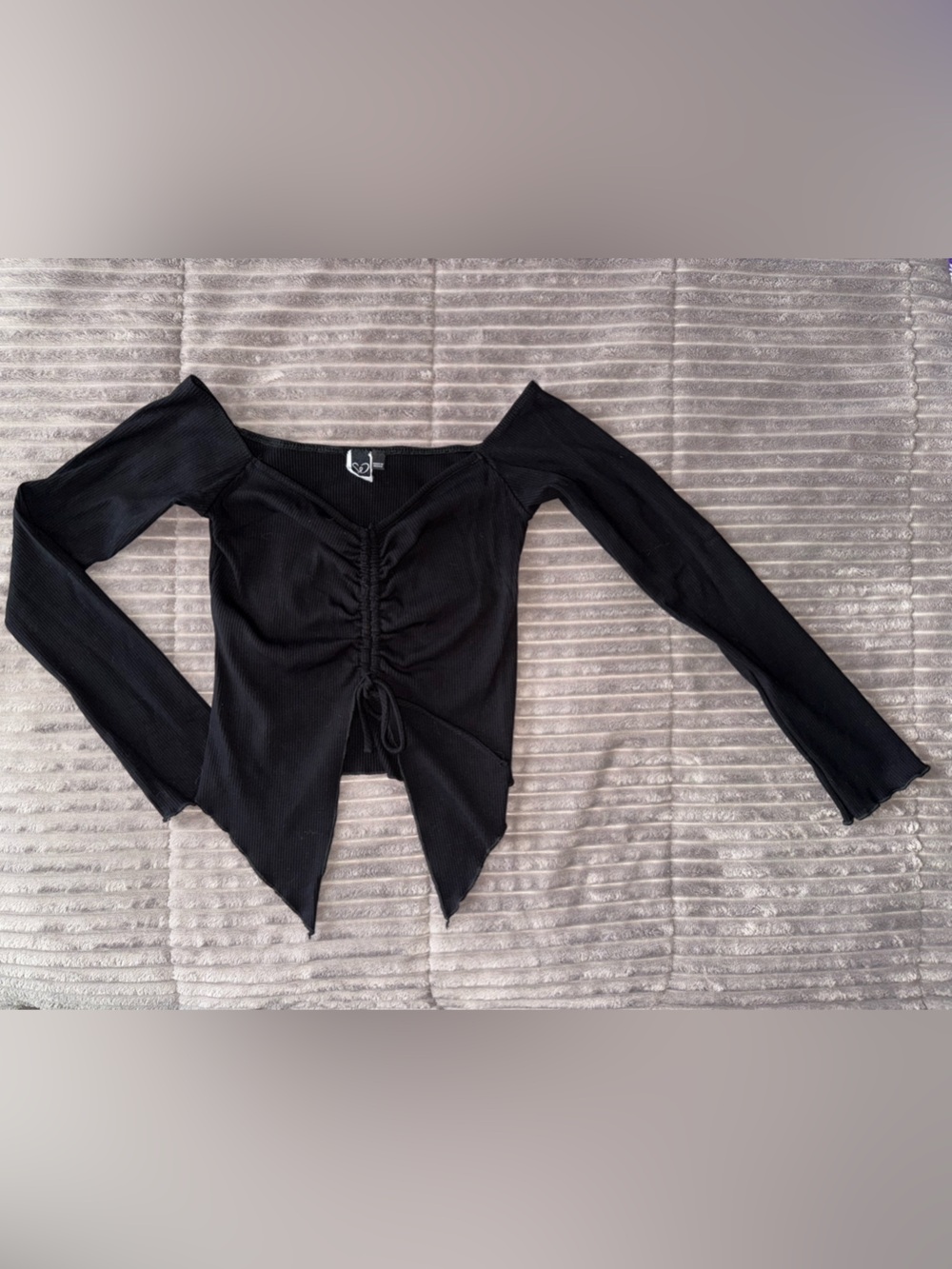 Black Off-Shoulder Ruched Front Women's Top